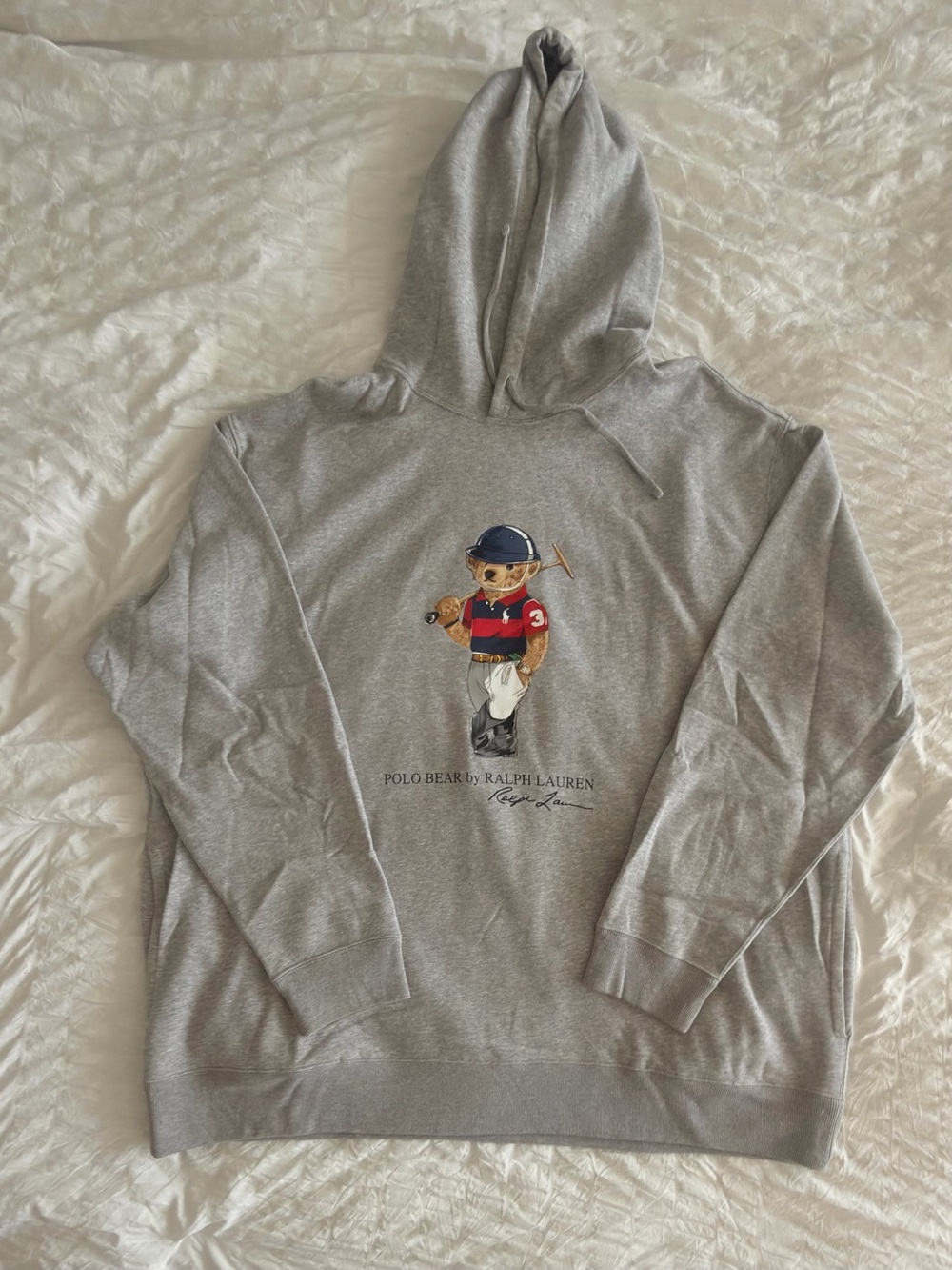 Ralph Lauren Gray Polo Bear Pullover Hoodie with Multicolor Graphic - Picture 2 of 4